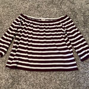 Stripped off the shoulder long sleeve